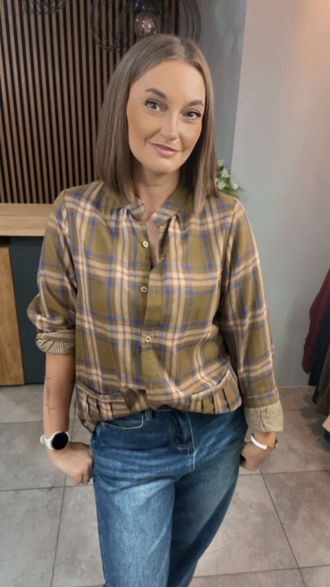 Koszula w kratę ( stójka ) – Oliwka