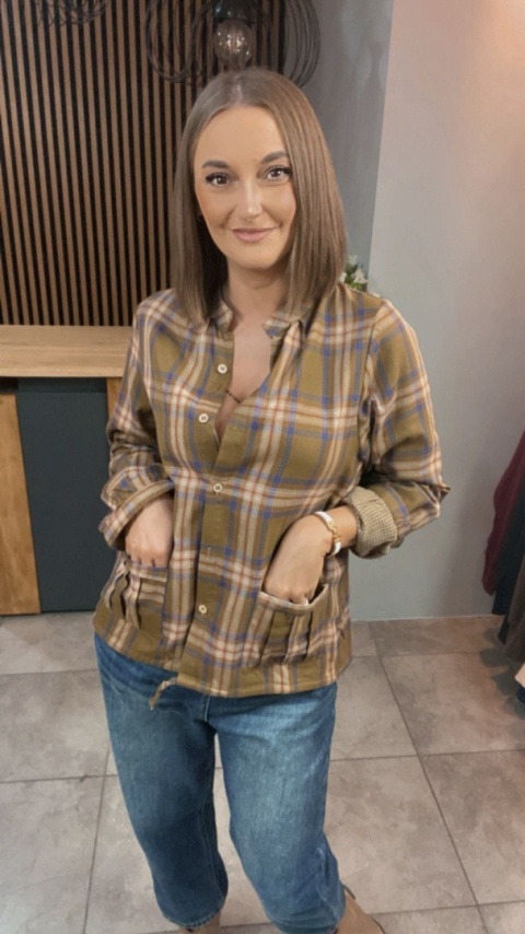 Koszula w kratę ( stójka ) – Oliwka