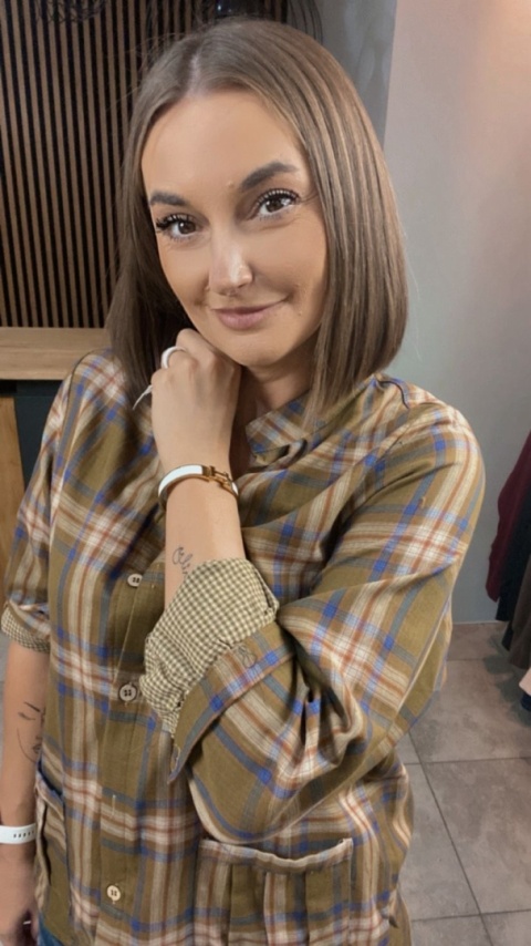 Koszula w kratę ( stójka ) – Oliwka