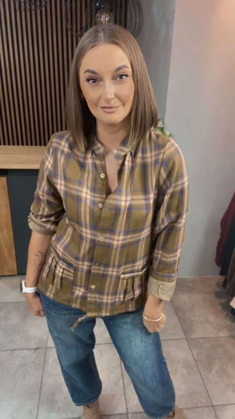 Koszula w kratę ( stójka ) – Oliwka