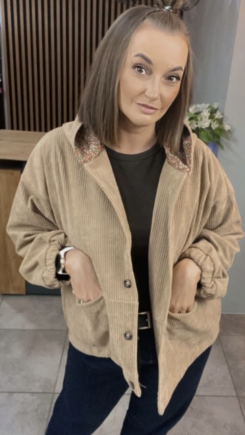 Kurtka sztruksowa z kapturem Wiya - Cammello