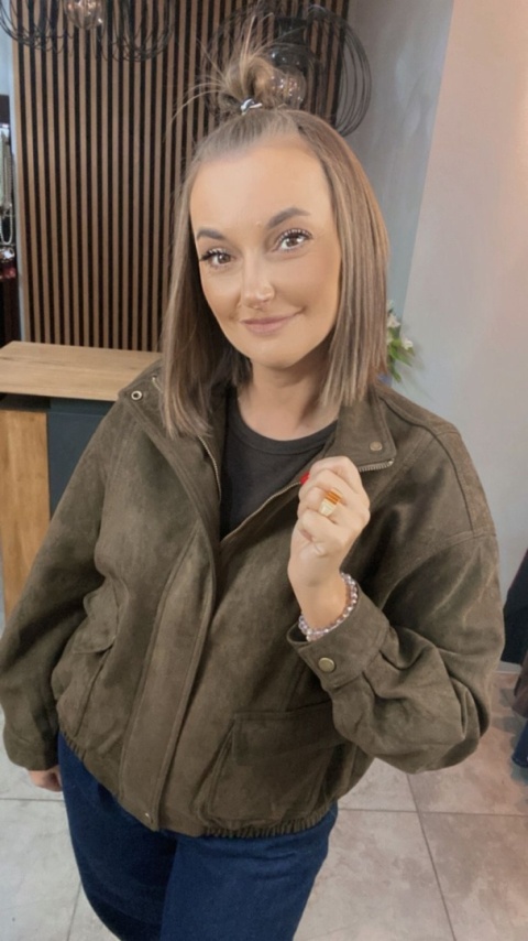 Kurtka z eko zamszu JOY - Czekolada