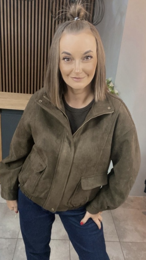 Kurtka z eko zamszu JOY - Czekolada