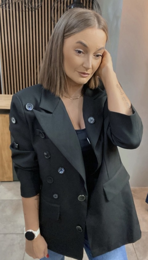 Marynarka C.L Exclusive - czarna, zdobiona guzikami