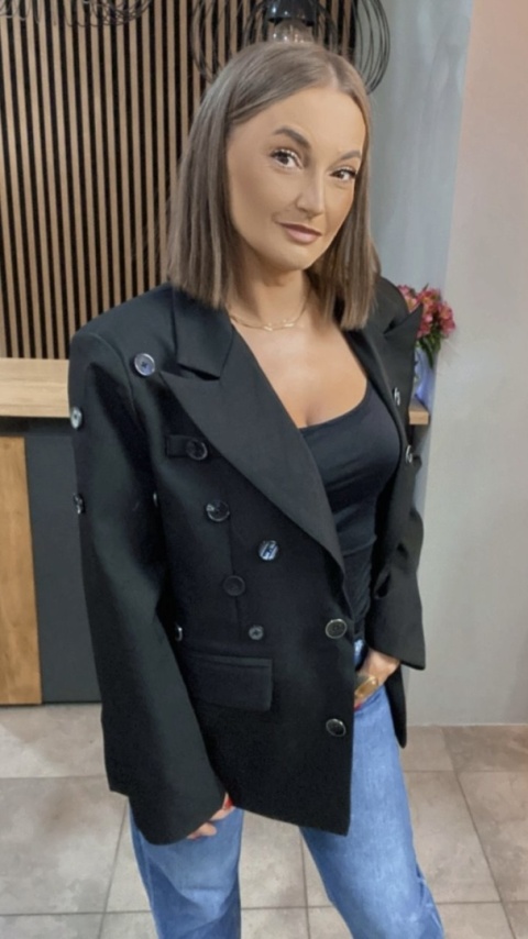 Marynarka C.L Exclusive - czarna, zdobiona guzikami