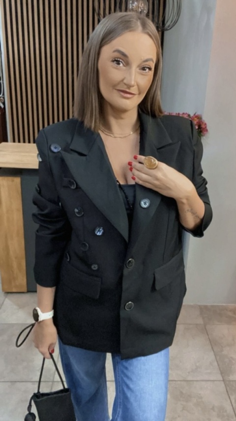 Marynarka C.L Exclusive - czarna, zdobiona guzikami