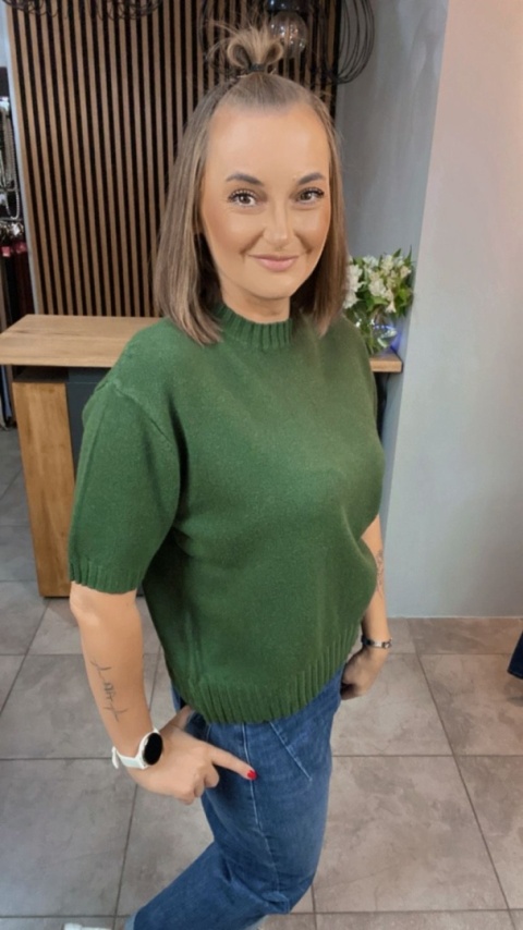 Sweter JUST WOMAN z krótkim rękawem - Zielony