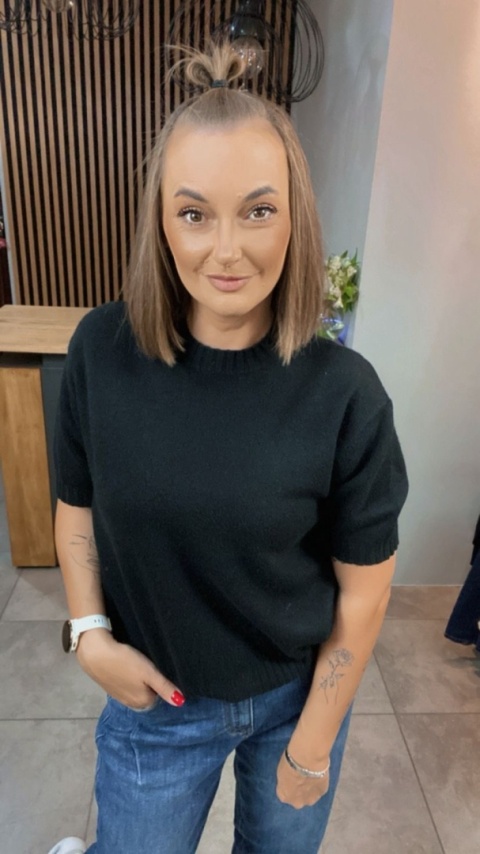 Sweter JUST WOMAN z krótkim rękawem - Czarny