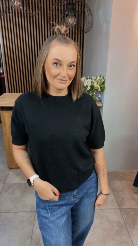 Sweter JUST WOMAN z krótkim rękawem - Czarny