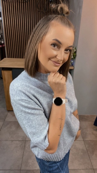 Sweter JUST WOMAN z krótkim rękawem - Szary