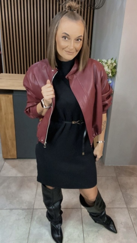 Sukienka dzianinowa Melody z paskiem - Czarna