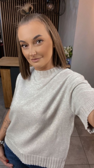 Sweter JUST WOMAN z krótkim rękawem - Beżowy