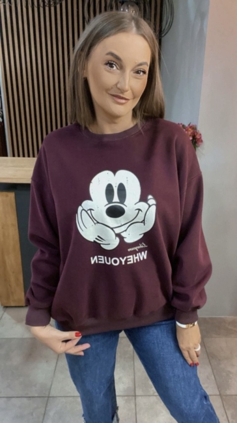 Bluza oversize Mickey Mouse - Bordo