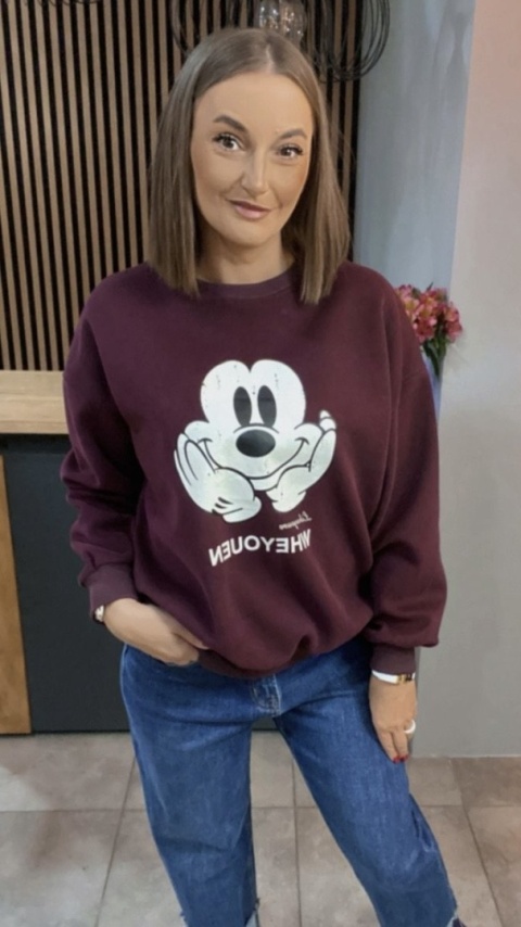 Bluza oversize Mickey Mouse - Bordo
