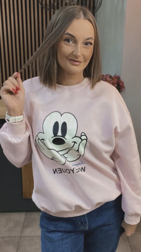 Bluza oversize Mickey Mouse - Pudrowy Róż