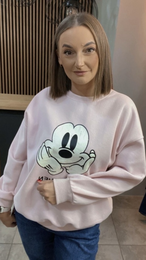 Bluza oversize Mickey Mouse - Pudrowy Róż