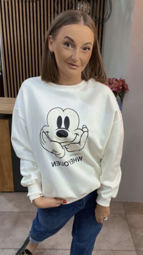 Bluza oversize Mickey Mouse - Śmietanka
