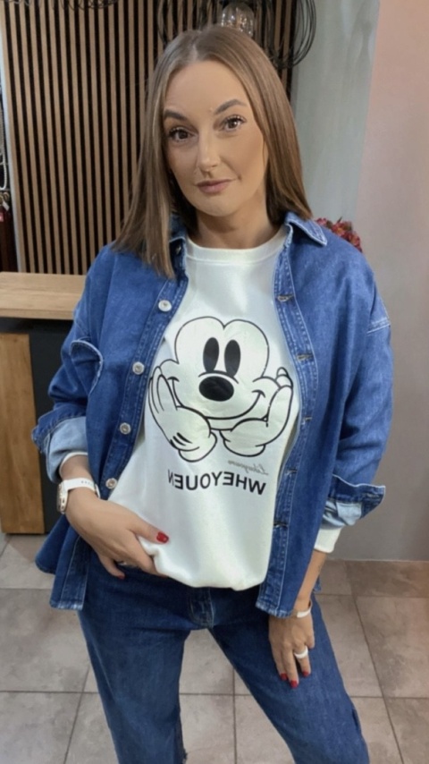 Bluza oversize Mickey Mouse - Śmietanka