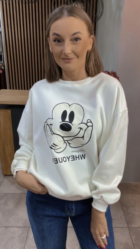 Bluza oversize Mickey Mouse - Śmietanka