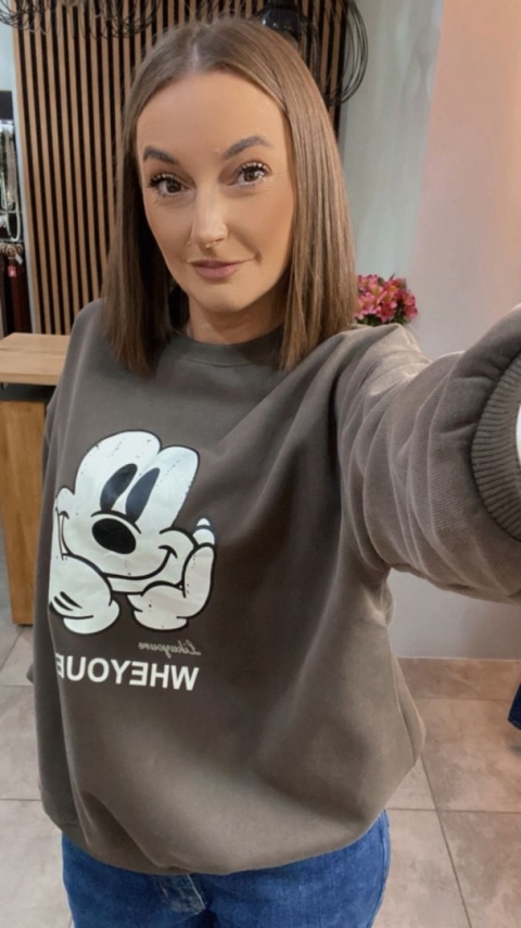 Bluza oversize Mickey Mouse - Brąz
