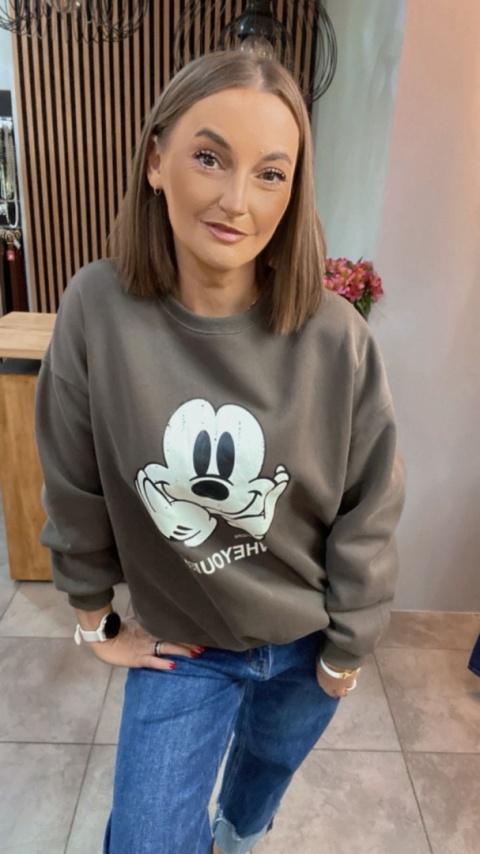 Bluza oversize Mickey Mouse - Brąz