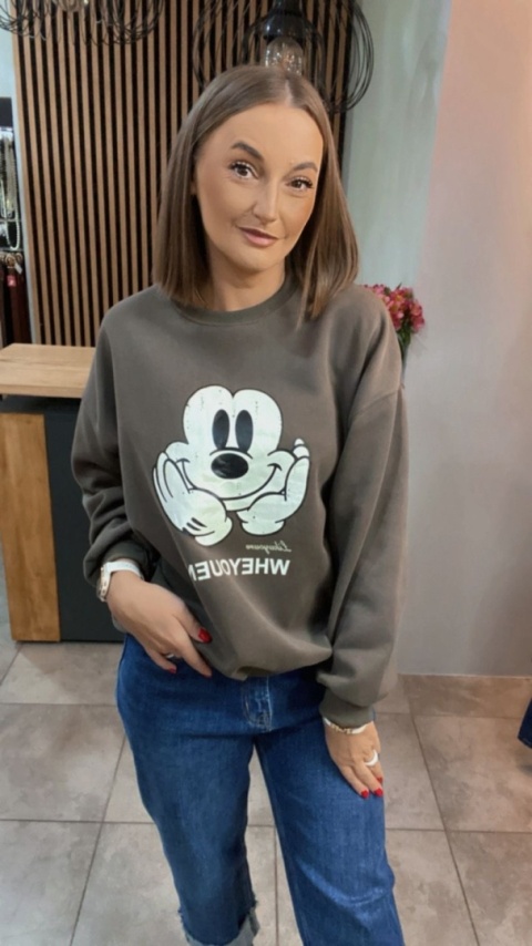 Bluza oversize Mickey Mouse - Brąz