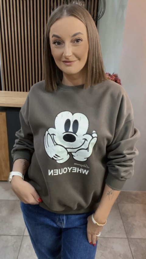 Bluza oversize Mickey Mouse - Brąz