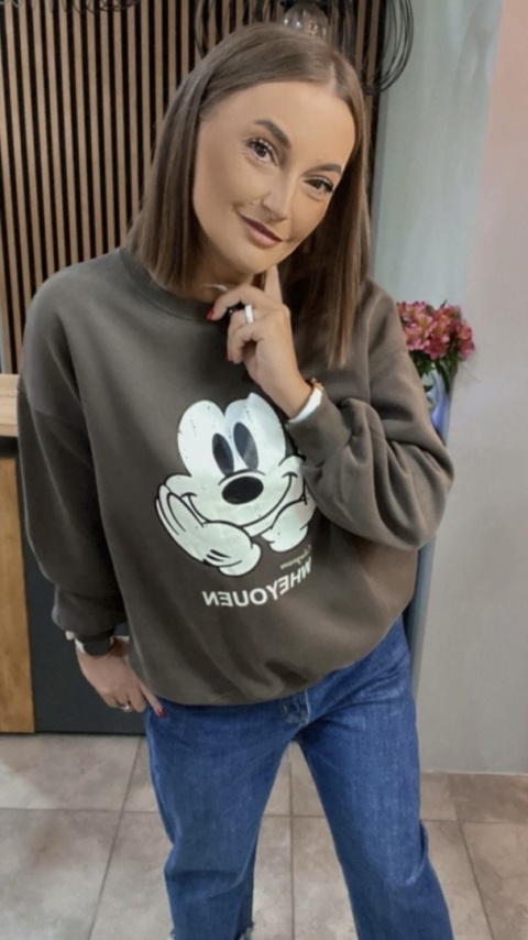 Bluza oversize Mickey Mouse - Brąz