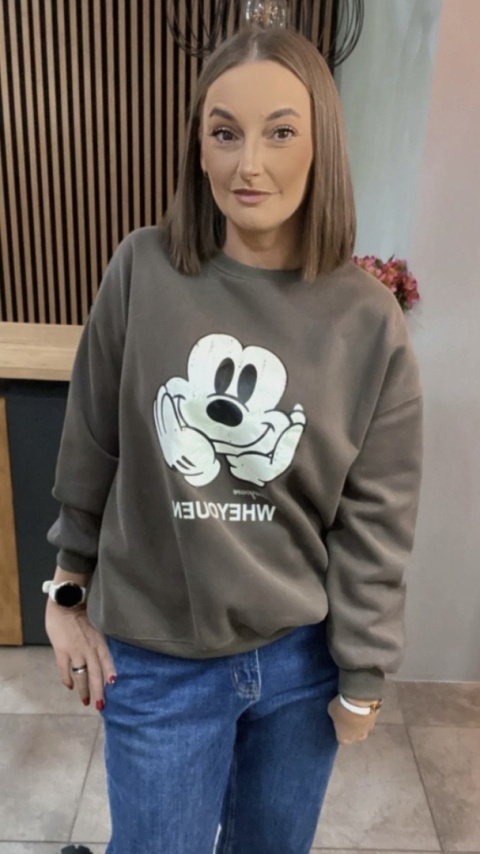 Bluza oversize Mickey Mouse - Brąz
