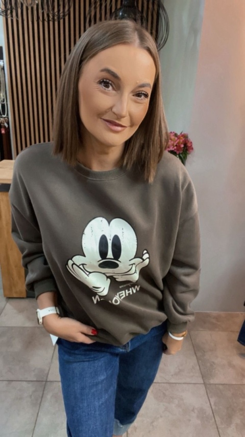 Bluza oversize Mickey Mouse - Brąz