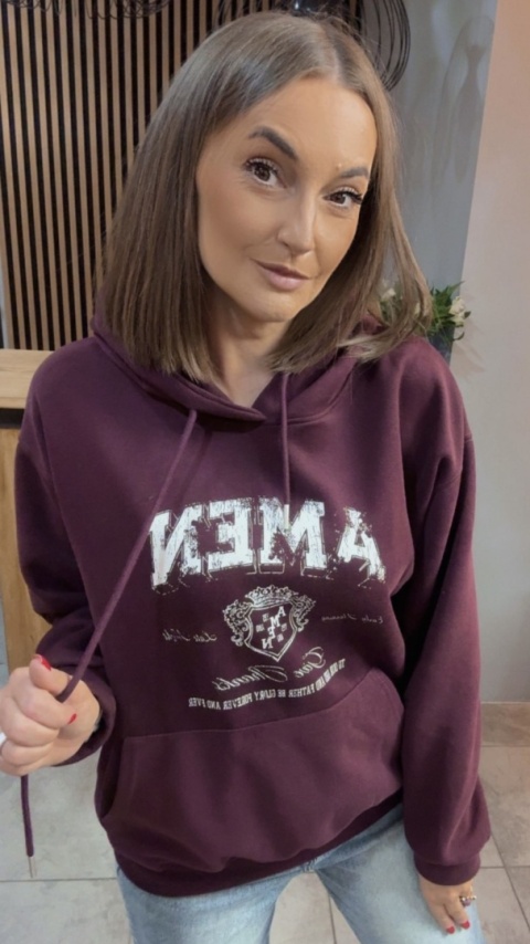 Bluza z kapturem „AMEN" - Bordo