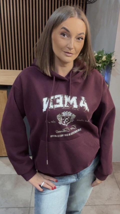 Bluza z kapturem „AMEN" - Bordo