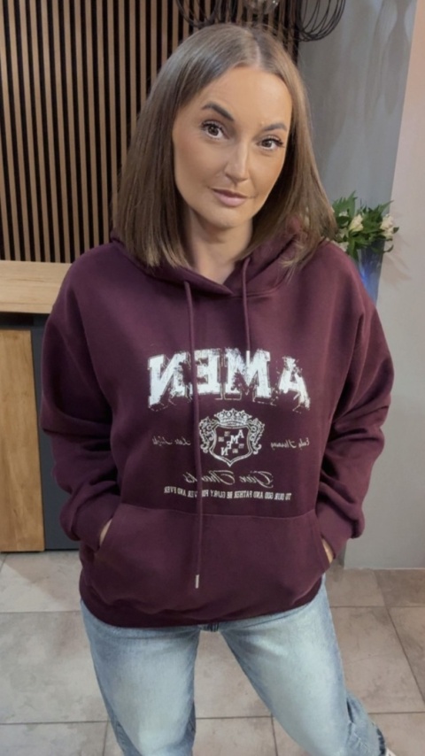 Bluza z kapturem „AMEN" - Bordo