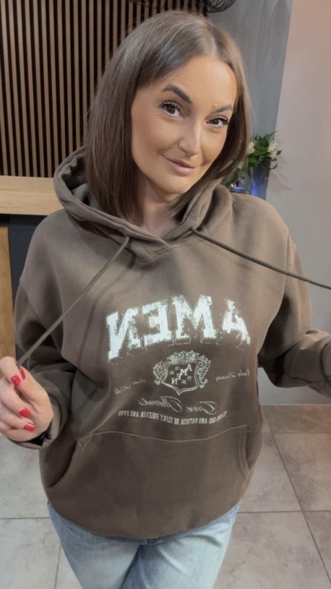 Bluza z kapturem „AMEN" - Brąz