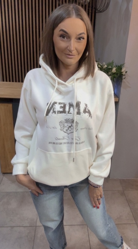Bluza z kapturem „AMEN" - Biała