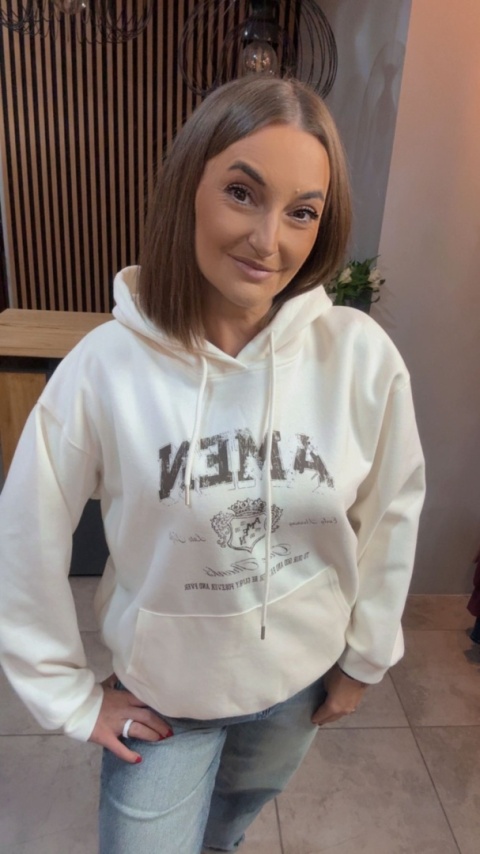 Bluza z kapturem „AMEN" - Biała