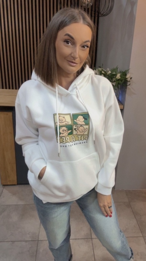 Bluza z kapturem „Pit A Pet" - Śmietanka