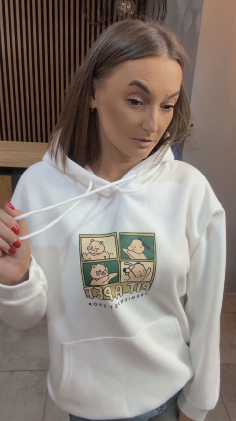 Bluza z kapturem „Pit A Pet" - Śmietanka