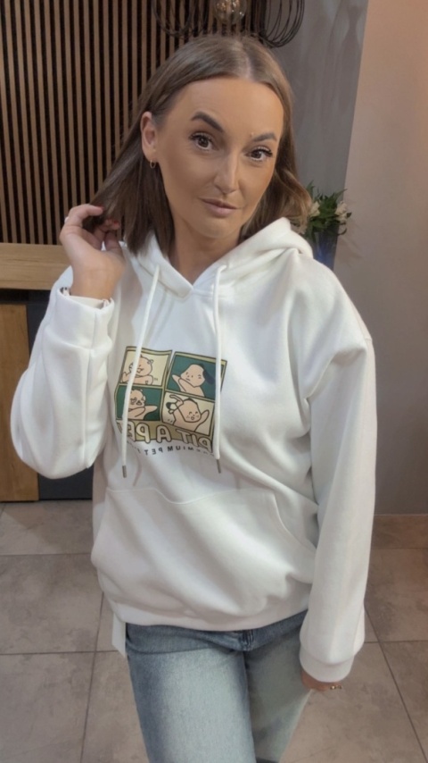 Bluza z kapturem „Pit A Pet" - Śmietanka