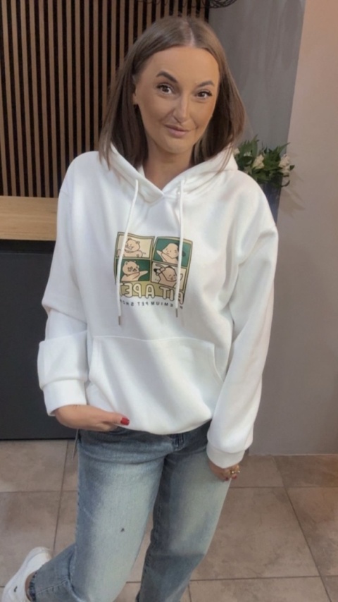 Bluza z kapturem „Pit A Pet" - Śmietanka