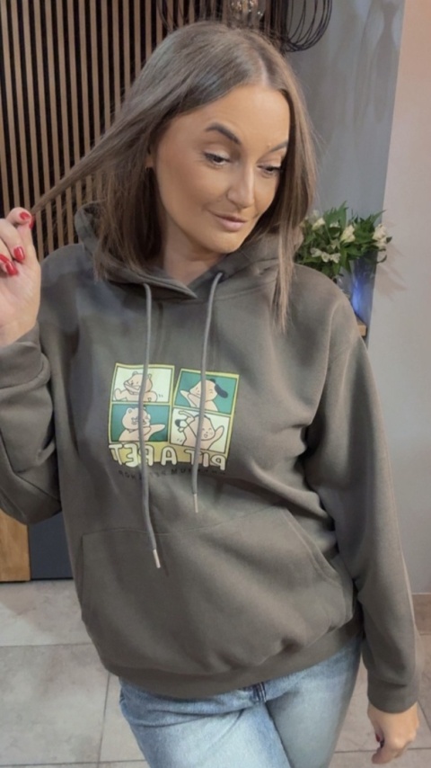 Bluza z kapturem „Pit A Pet" - Brązowo-Oliwkowy