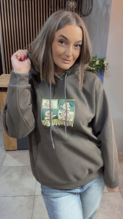 Bluza z kapturem „Pit A Pet" - Brązowo-Oliwkowy