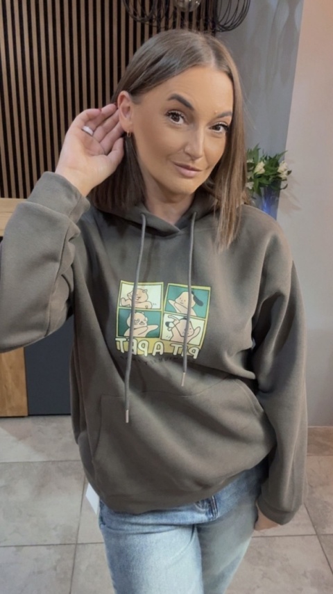 Bluza z kapturem „Pit A Pet" - Brązowo-Oliwkowy