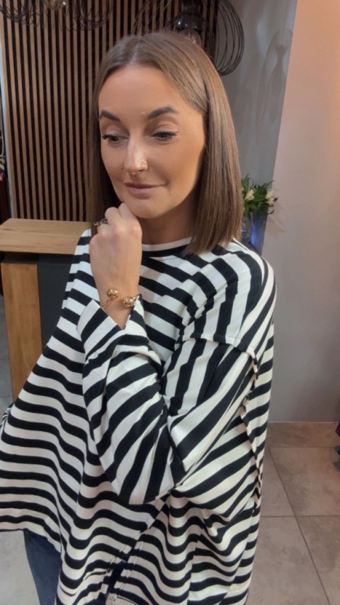 Bluzka w paski - oversize - biało-czarna