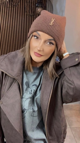 Czapka z monogramem YSL - Brąz