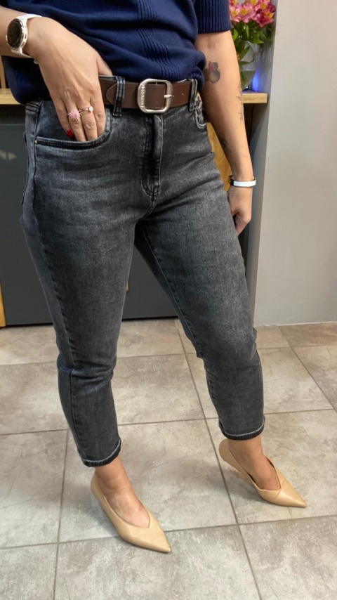 Jeansy M'SARA BF3663-B - czarny sprany