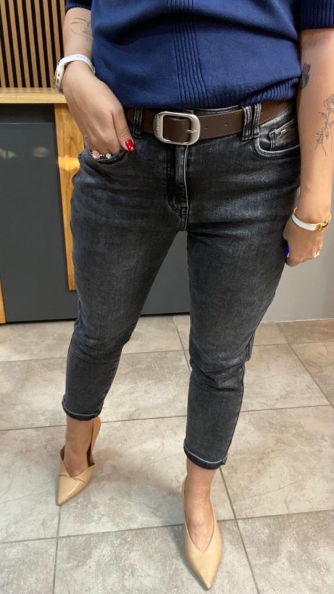 Jeansy M'SARA BF3663-B - czarny sprany