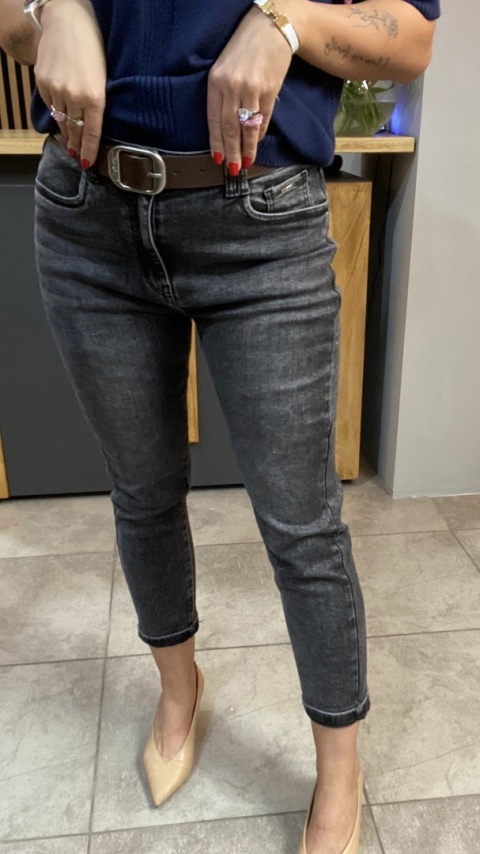 Jeansy M'SARA BF3663-B - czarny sprany