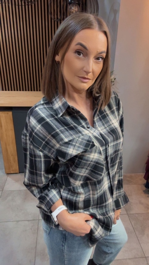 Koszula w kratę - czarno-beżowa