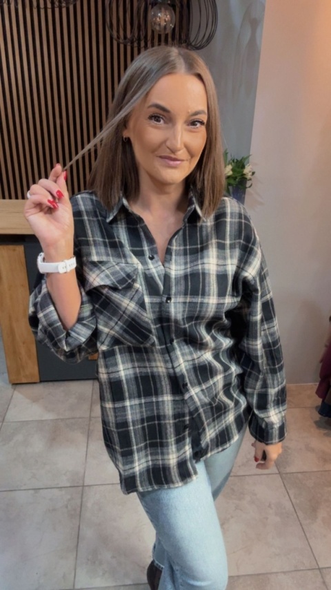 Koszula w kratę - czarno-beżowa